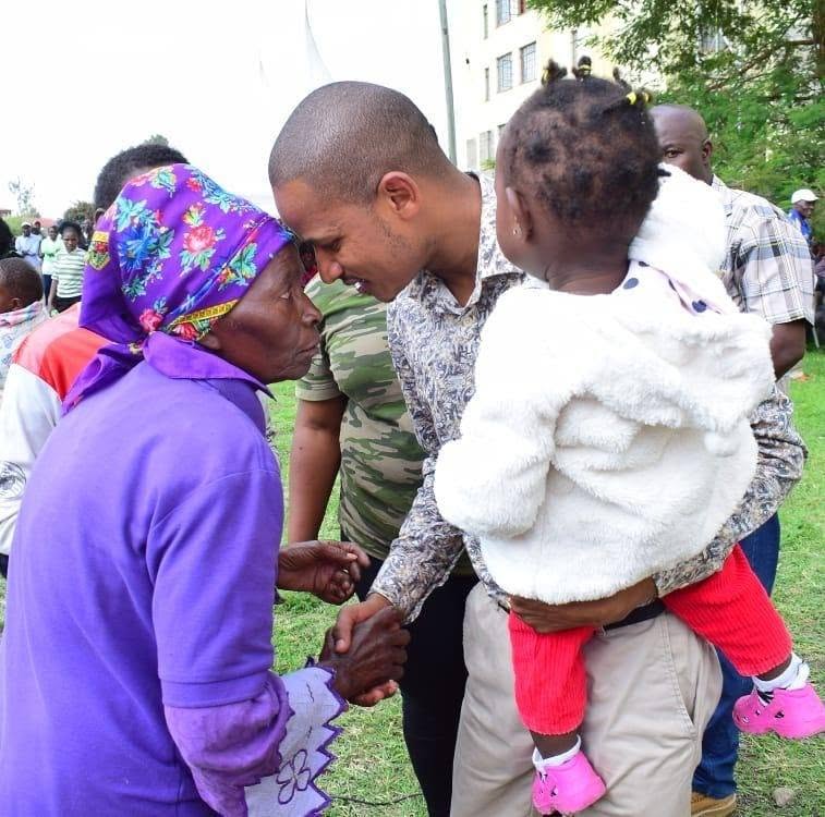 Babu Owino speaking with residents